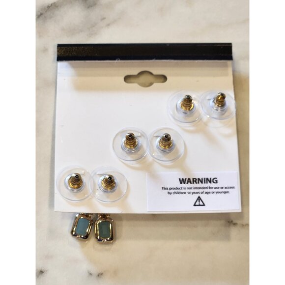 Nine West Gold-Tone & Light Blue Stone 3-Pair Earring Set - Picture 3 of 6